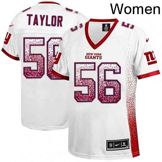 Womens Nike New York Giants 56 Lawrence Taylor Elite White Drift Fashion NFL Jersey